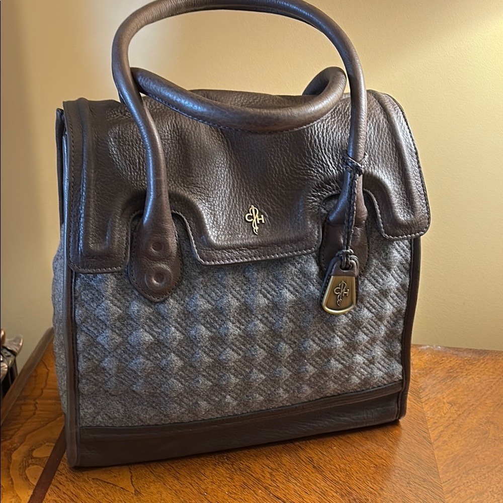 Cole Hann Elegant Brown and Gray Leather  Bag